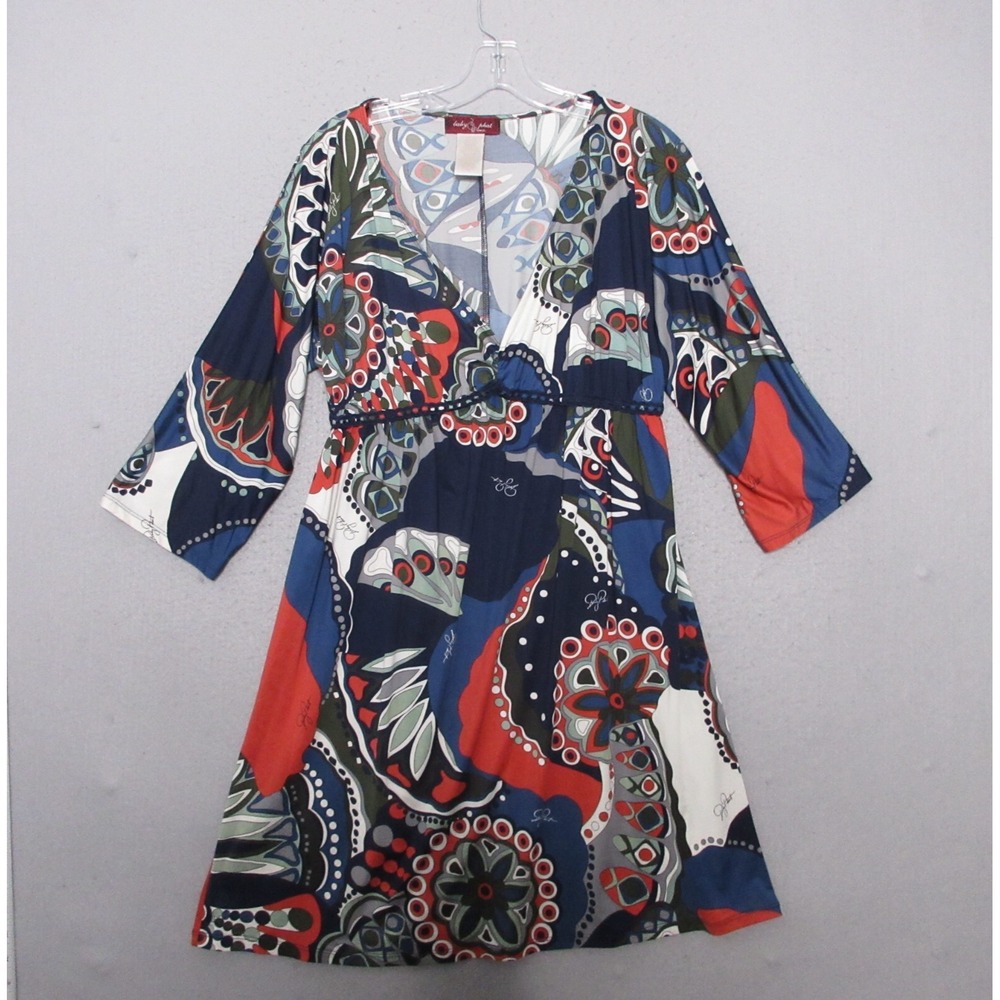 Vintage Y2K 90s Baby Phat Dress XL Baby Doll Crochet Trim Floral Colorful Dolman